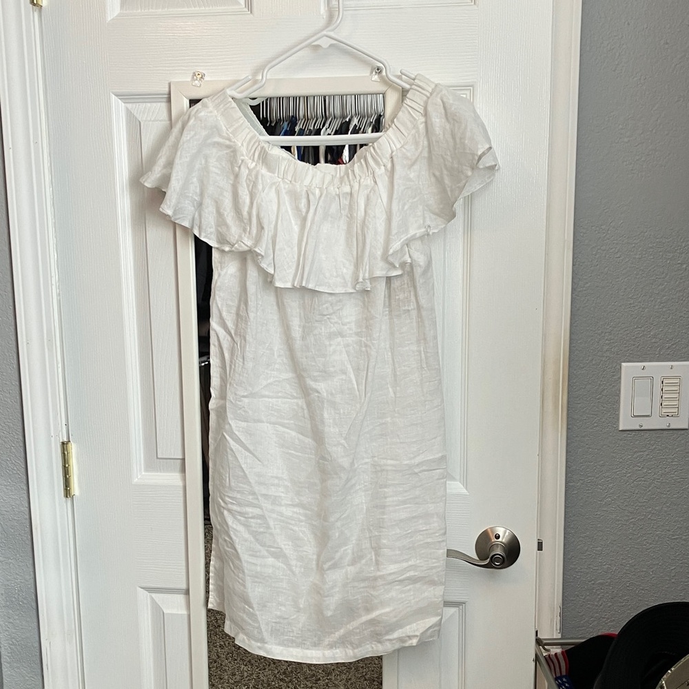 For Cynthia White Ruffle Coverup. NWT